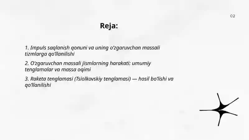 Saqlanish qonunlarining qo'llanilishi 2