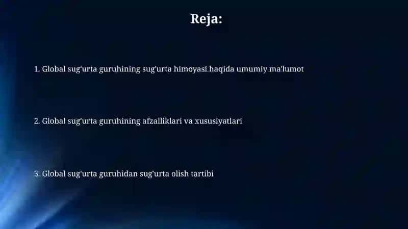 Global Insurance Group sug’urtasi 2
