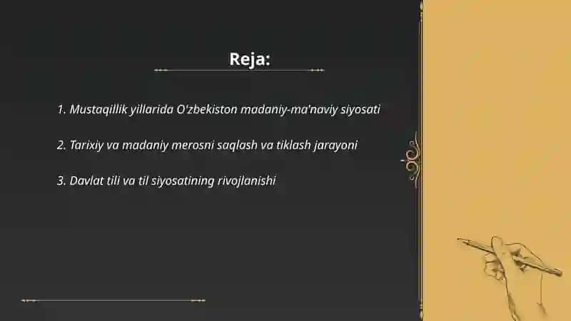 Mustaqillik yillarida O'zbekiston madaniy-ma'naviy siyosati 2