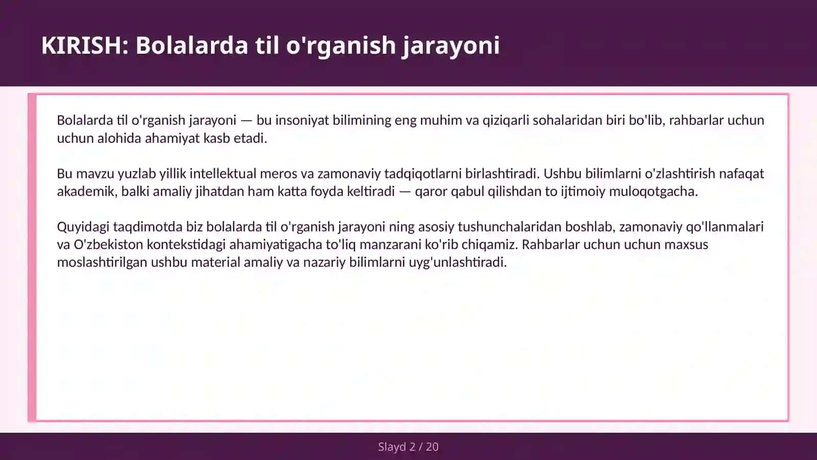 Bolalarda til o'rganish jarayoni 2
