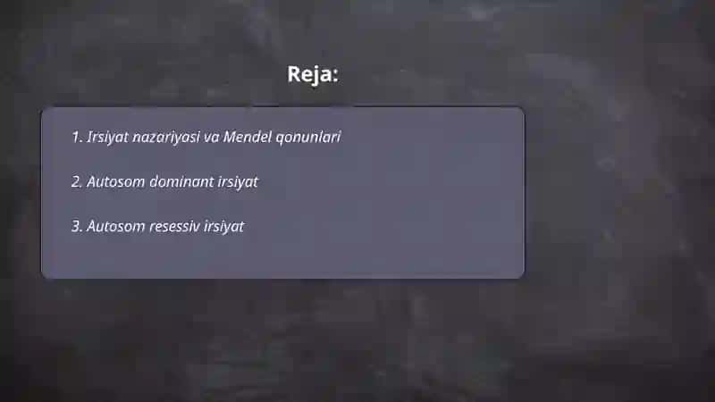 Irsiyat va irsiy kasalliklar 2