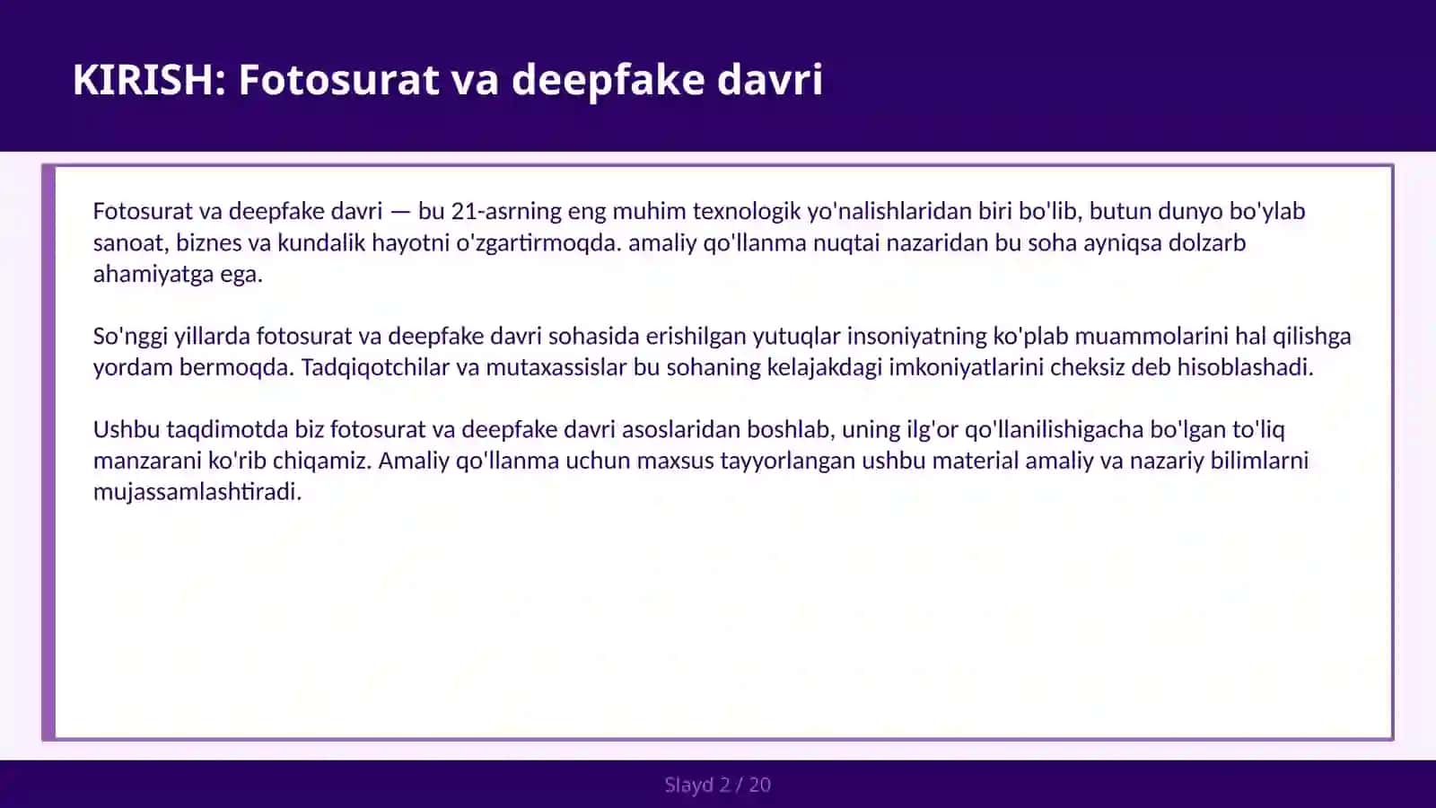 Fotosurat va deepfake davri 2
