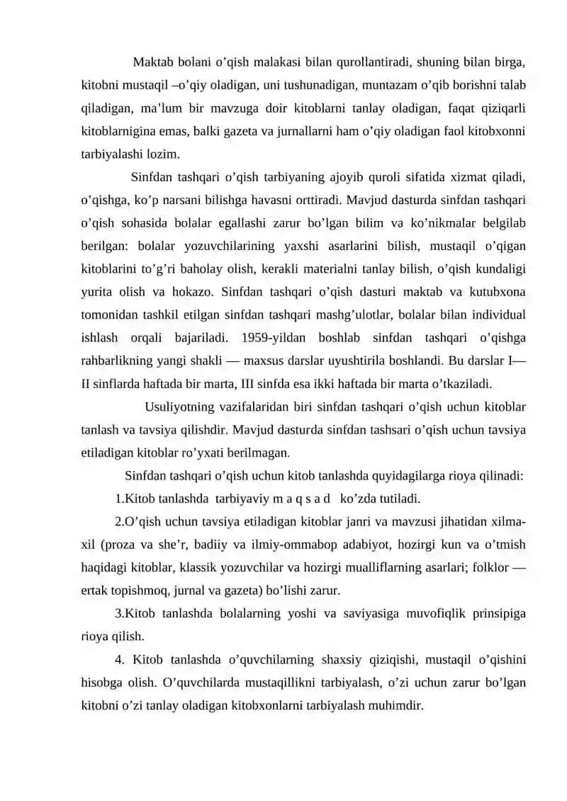 Sinfdan tashqari o’qish usuliyoti 2