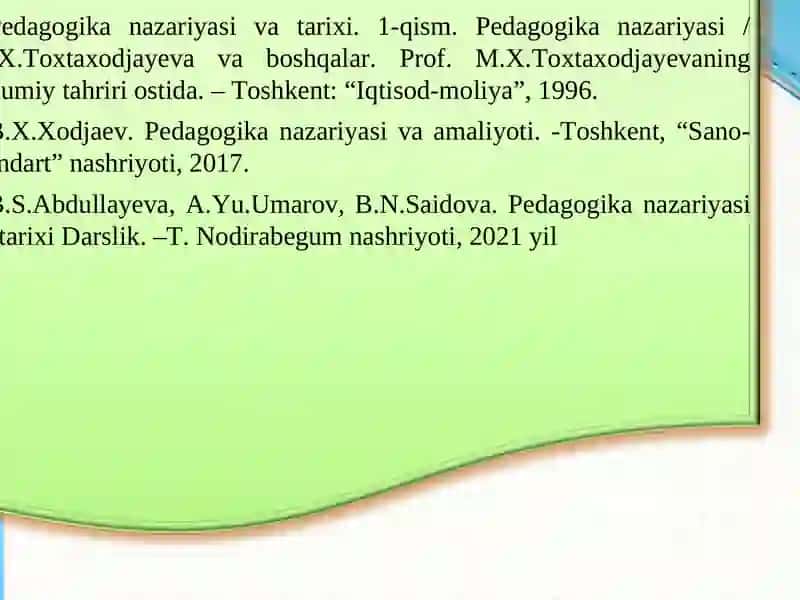Shaxsning rivojlanishi, tarbiyasi va ijtimoiylashuvi 2