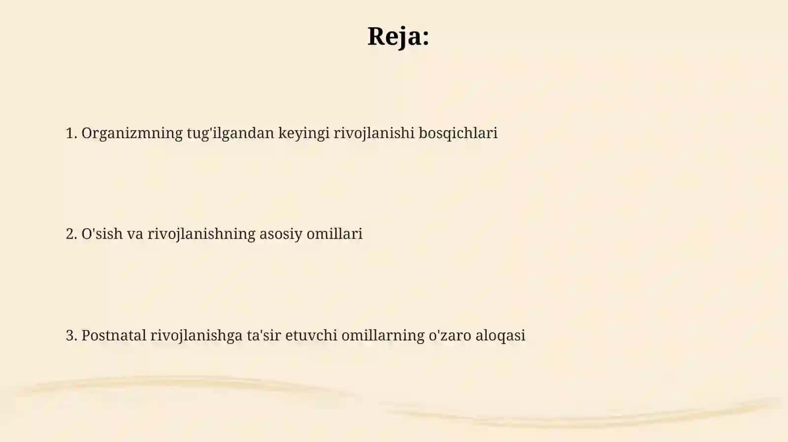 Organizmning postnatal rivojlanishi 2