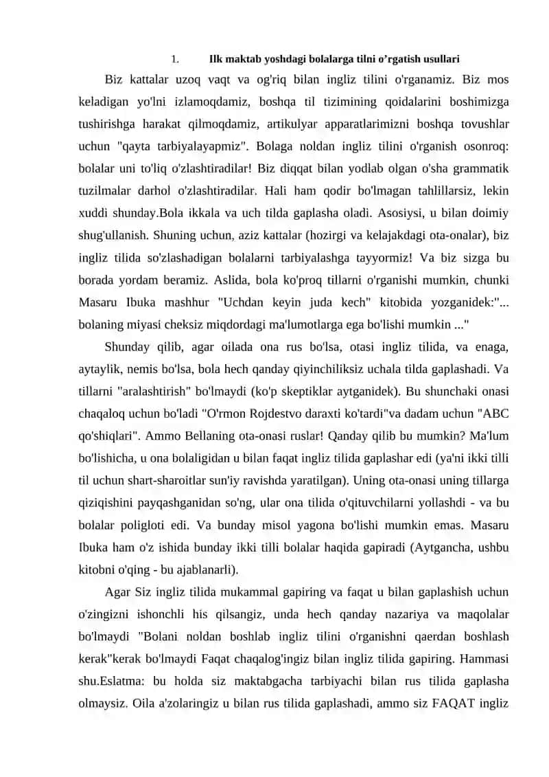 Ilk maktab yoshdagi bolalarga tilni o’rgatish usullari 2