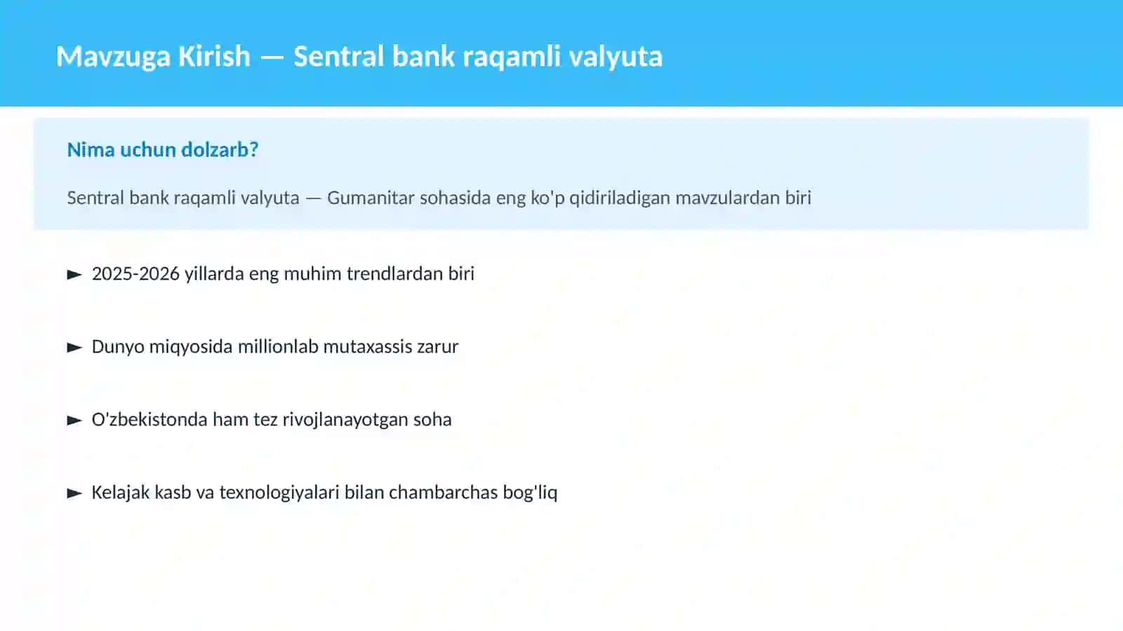 Sentral bank raqamli valyuta 2