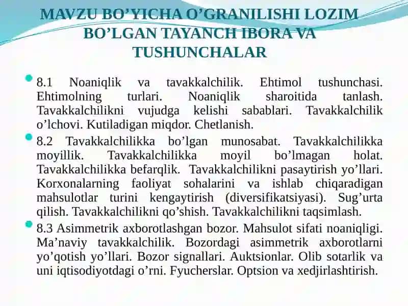 Bozor va Tavakkalchilik 2