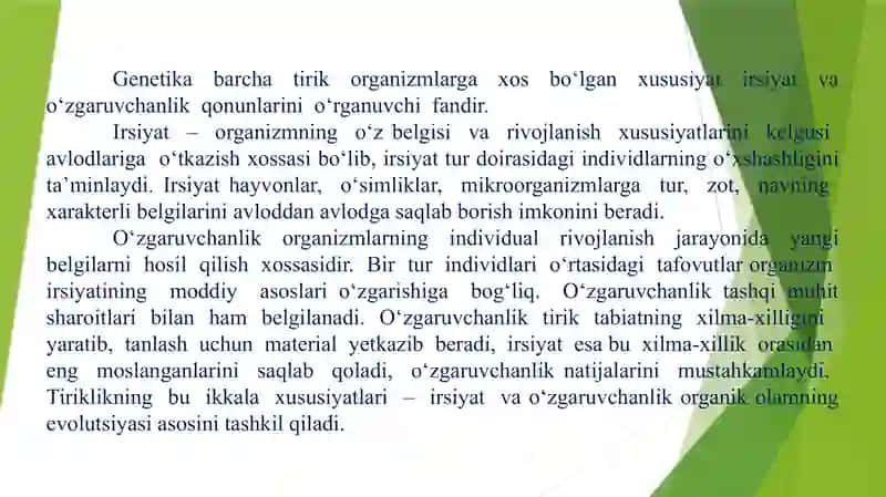 irsiyatning umumiy qonuniyatlari 2
