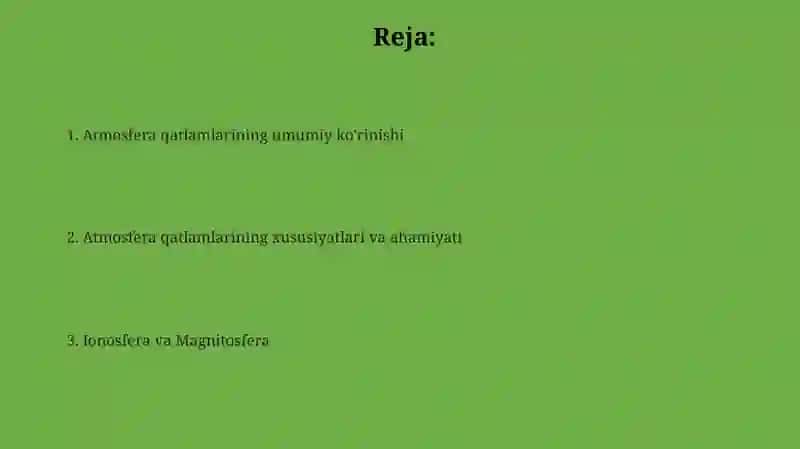 Atmosfera qavatlariga tarif 2