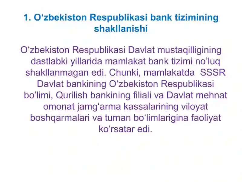 Oʻzbekiston respublikasi Bank tizimi 2
