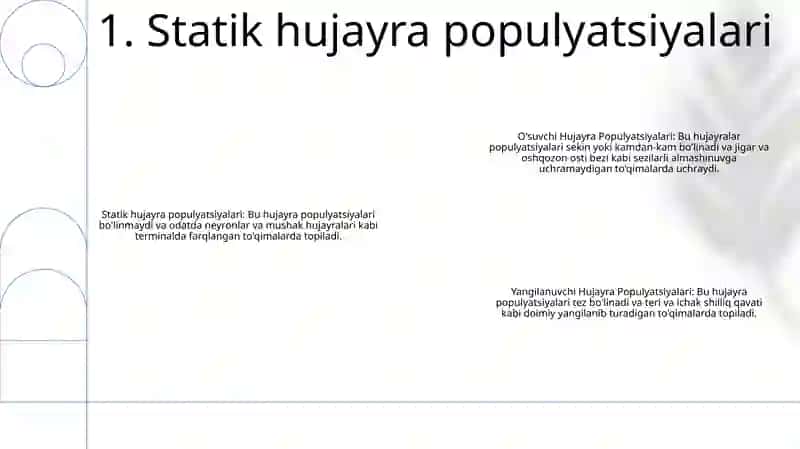 Hujayra Populyatsiyalariningturlari 2
