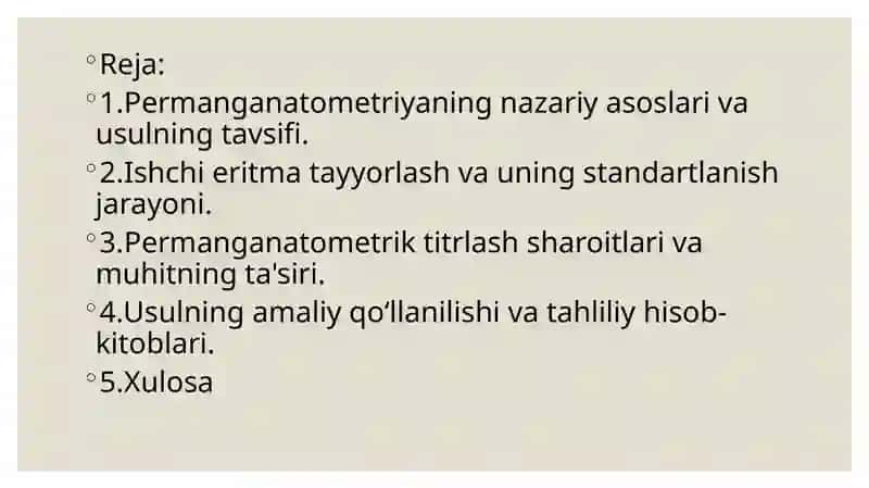 Permanganatometriya va uning mohiyati 2