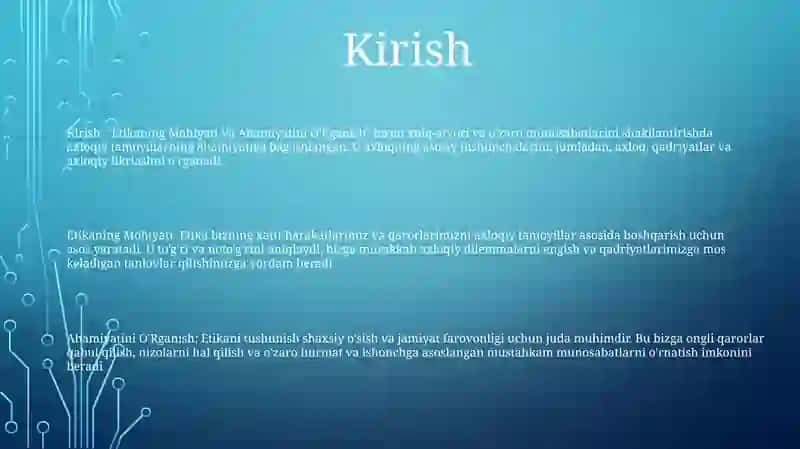 Etikaning Mohiyati Va Ahamiyatini O'Rganish 2