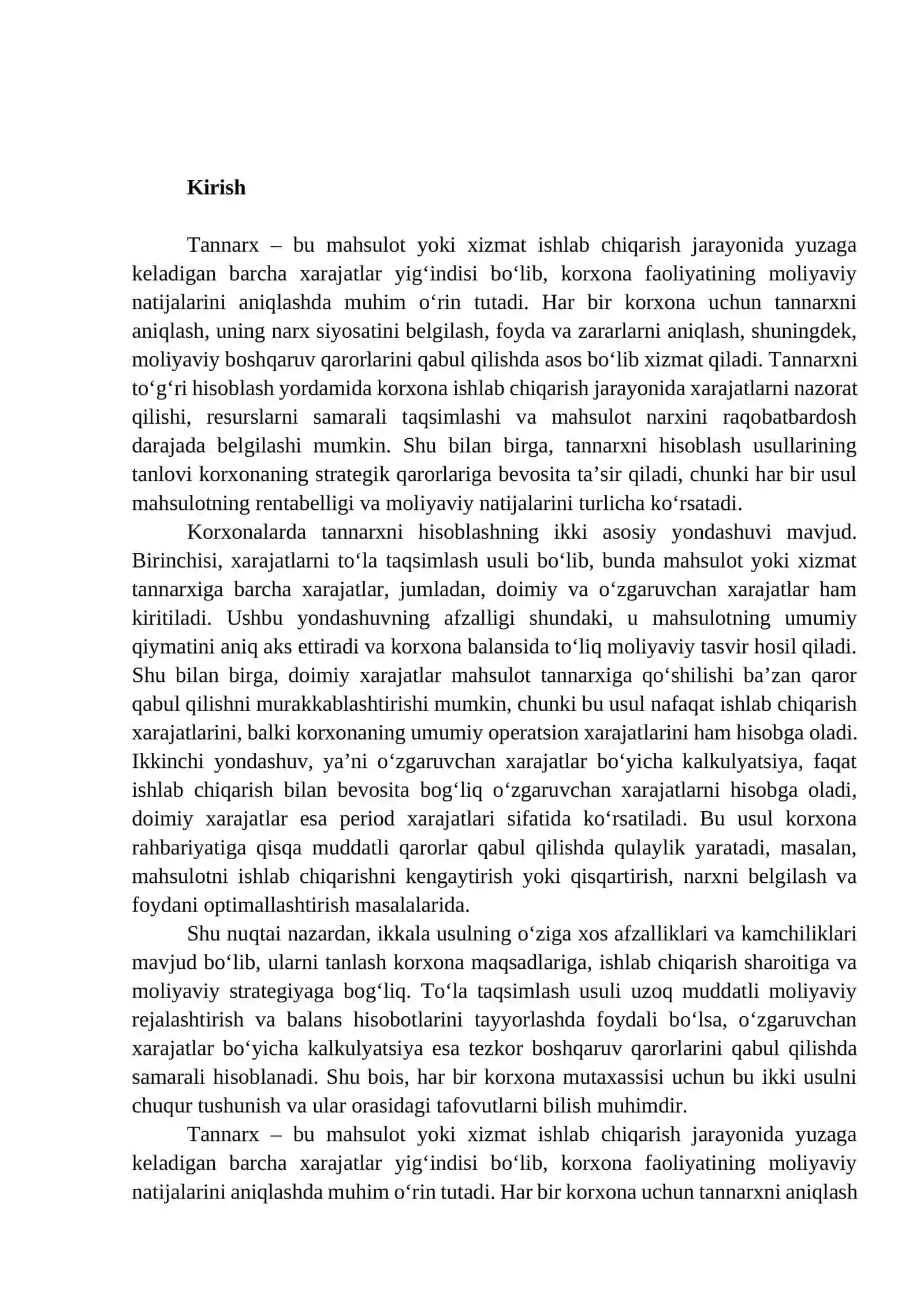 Tannarx Kalkulyatsiyasi 2