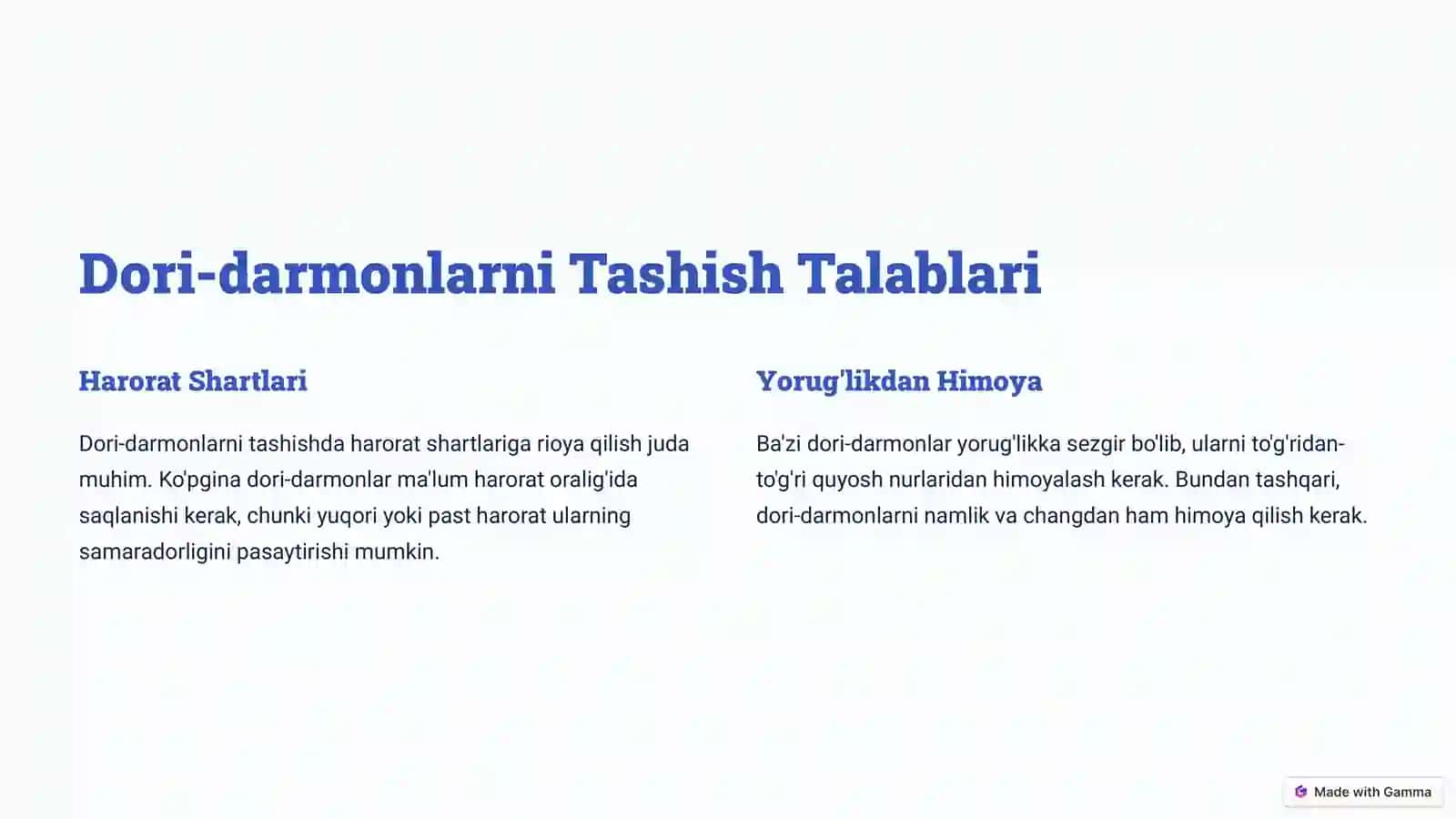 Dori-darmonlarni Tashish Talablari 2