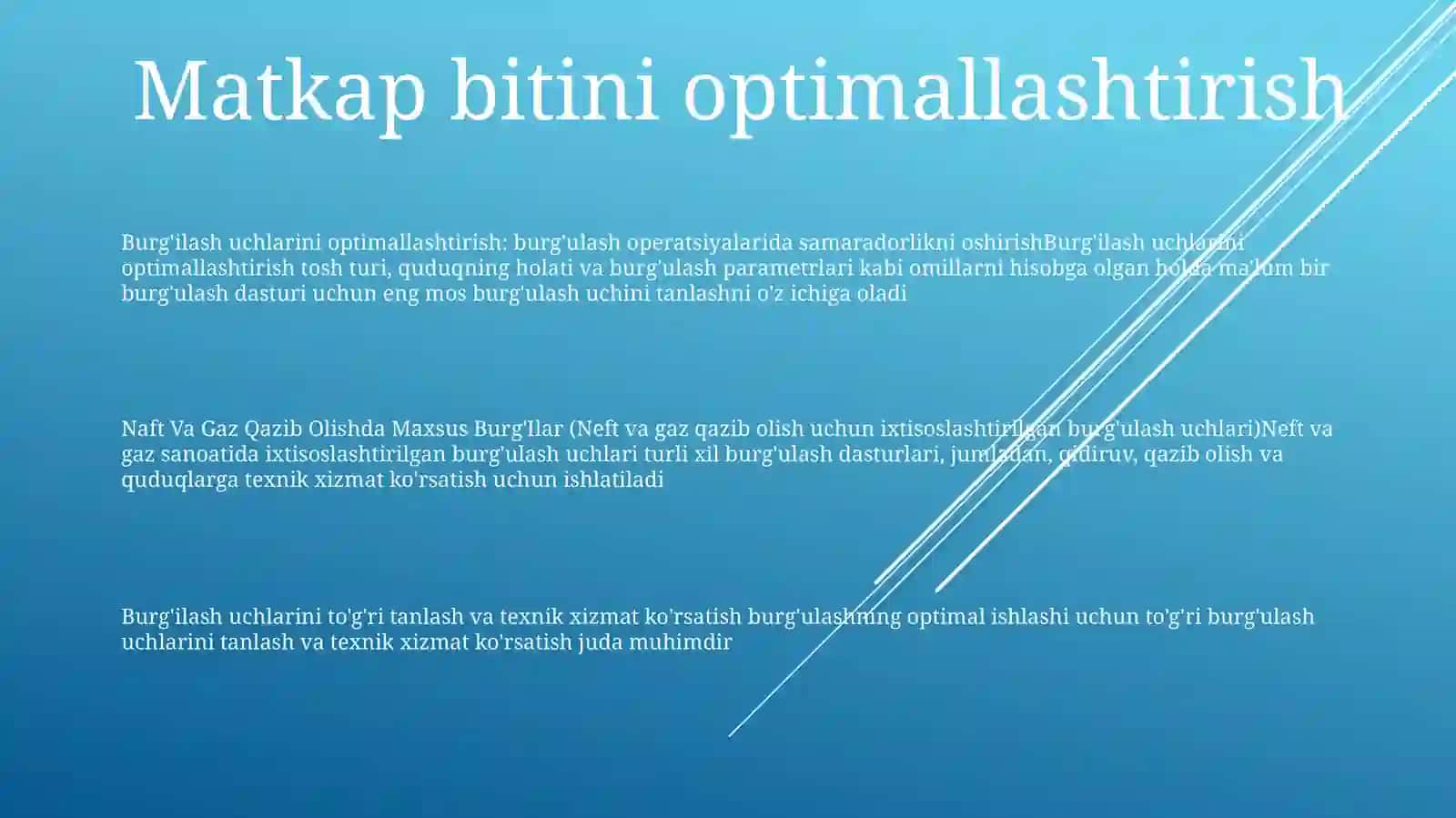 Naft Va Gaz Qazib Olishda Maxsus Burg'Ilar 2