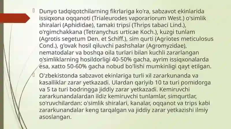 Issiqxona zararkunandalari 2