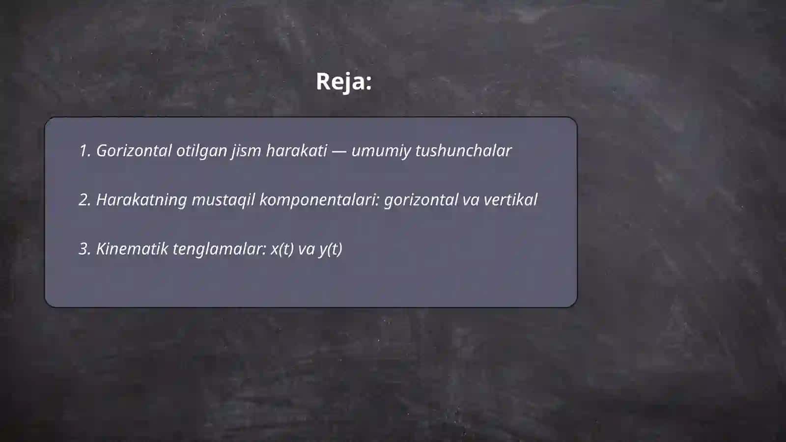 Gorizontal otilgan jism harakati 2