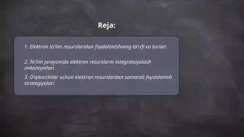 Elektron ta'lim resurslaridan foydalanish imkoniyatlari 2