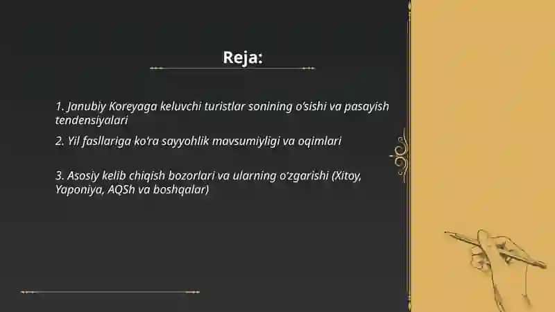 Janubiy Kareya turizm denamikasi 2