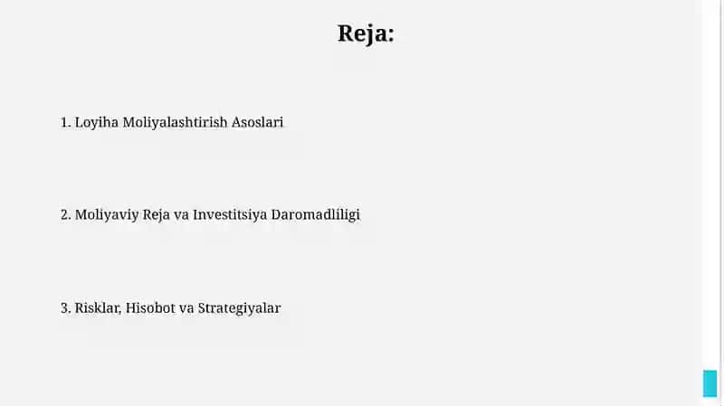 Biznes loyihalari vaularnimoliyalashtirish 2