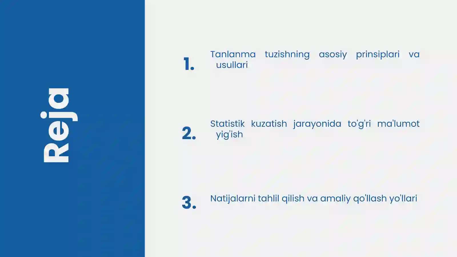 Tanlanma tuzish va statistik kuzatish 2