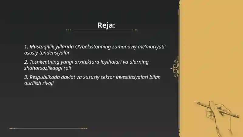 Mustaqillik yillarida binokorlik va memorchilik 2