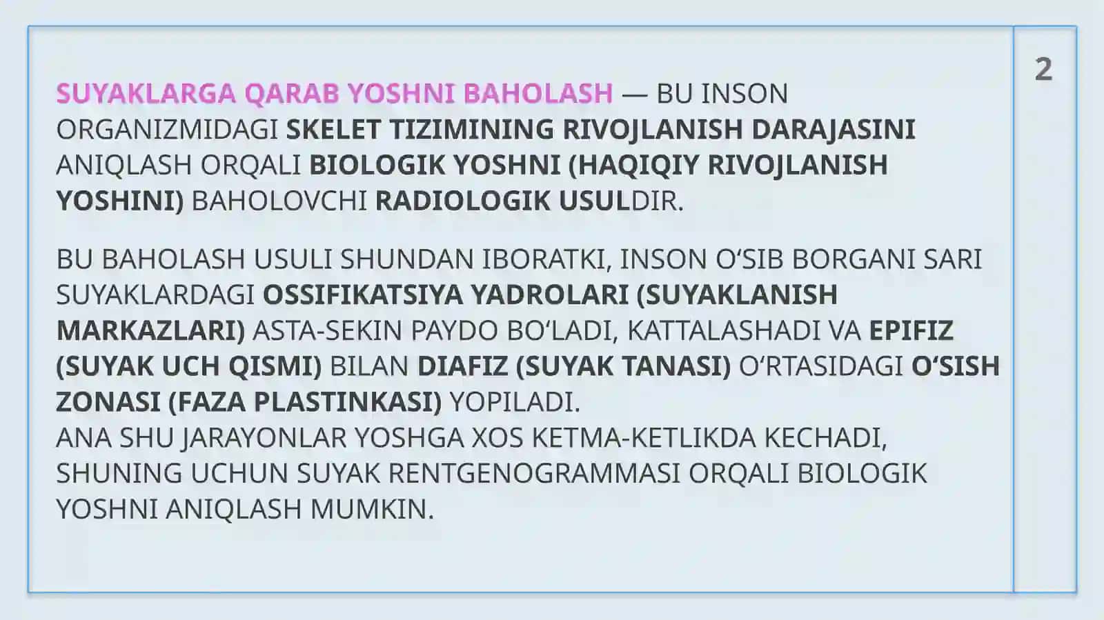 Suyaklarga qarab yoshni baholash 2