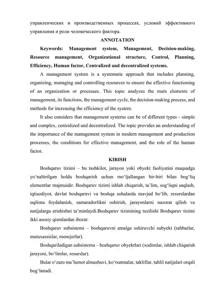 BOSHQARUV TIZIMINING ASOSLARI 2