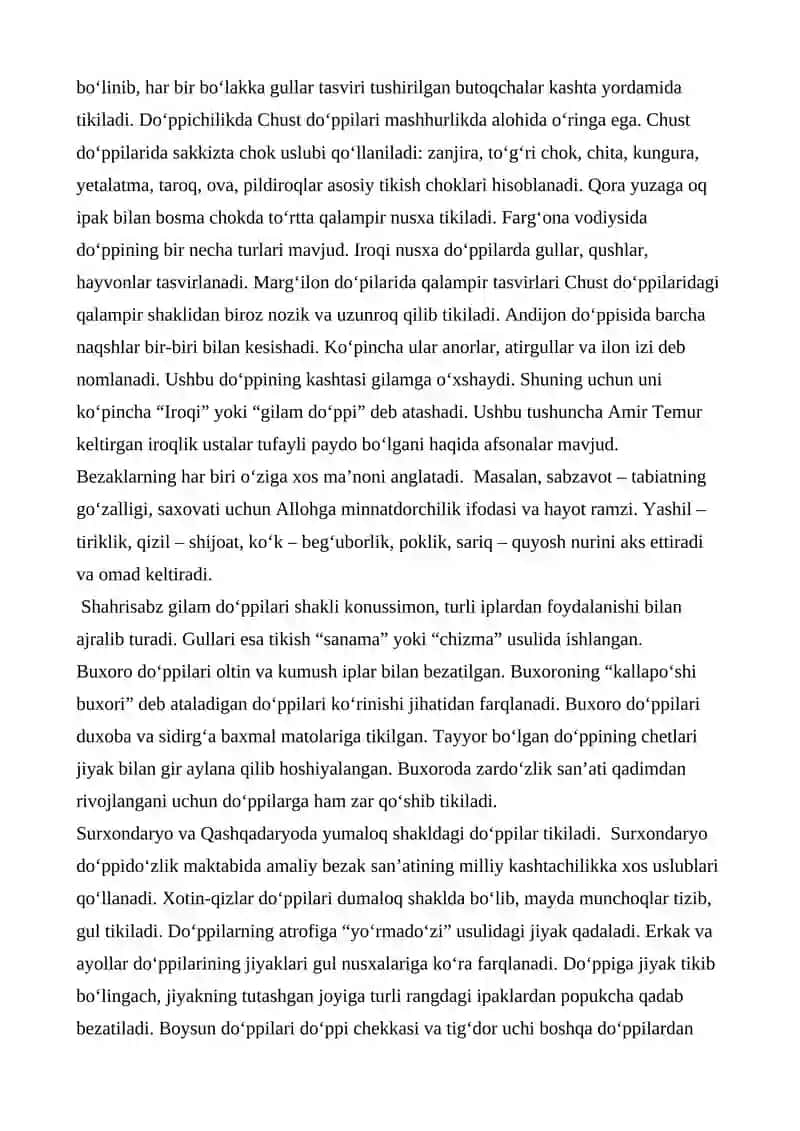 DO’PPICHILIK MILLIY SAN’ATI (DO’PPI TIKISH). 2
