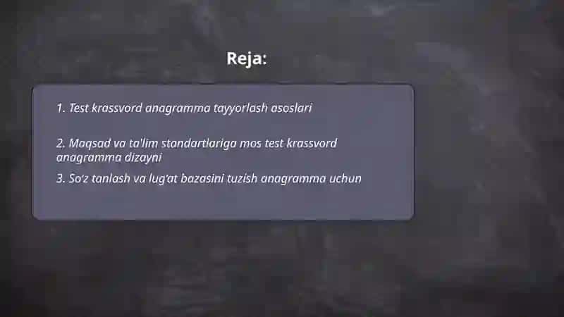 Test krassvord anagramma tayyorlash asoslari 2