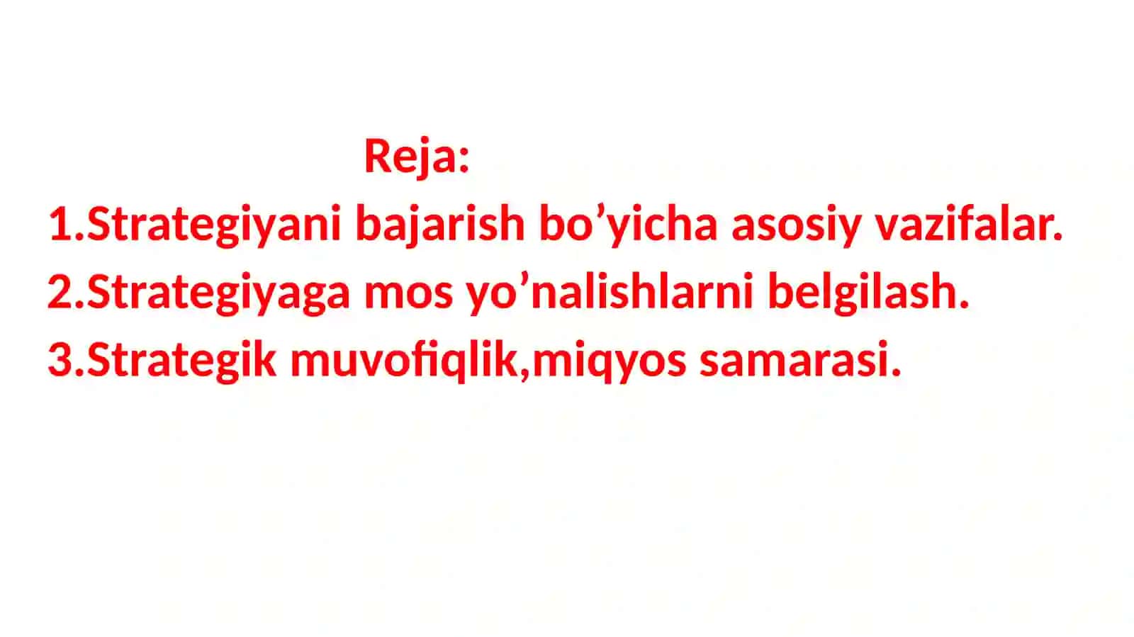 Strategik boshqaruv vazifalari 2