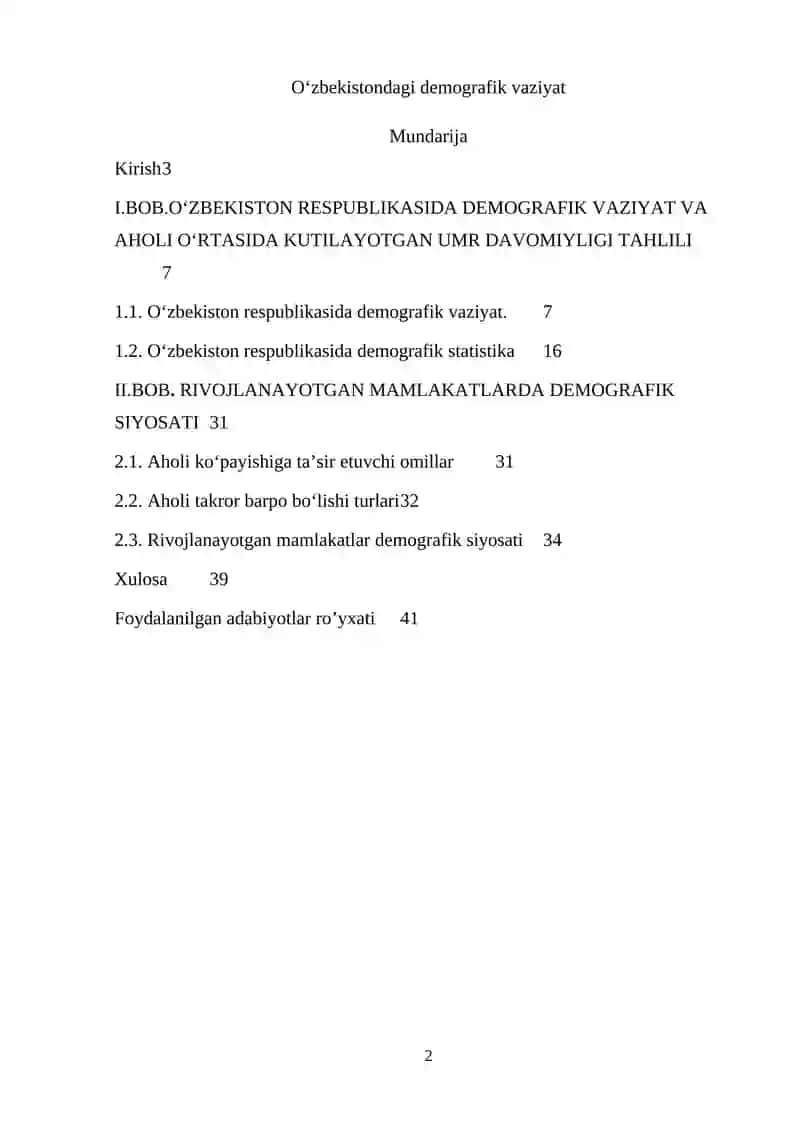 O‘zbekistondagi demografik vaziyat 2
