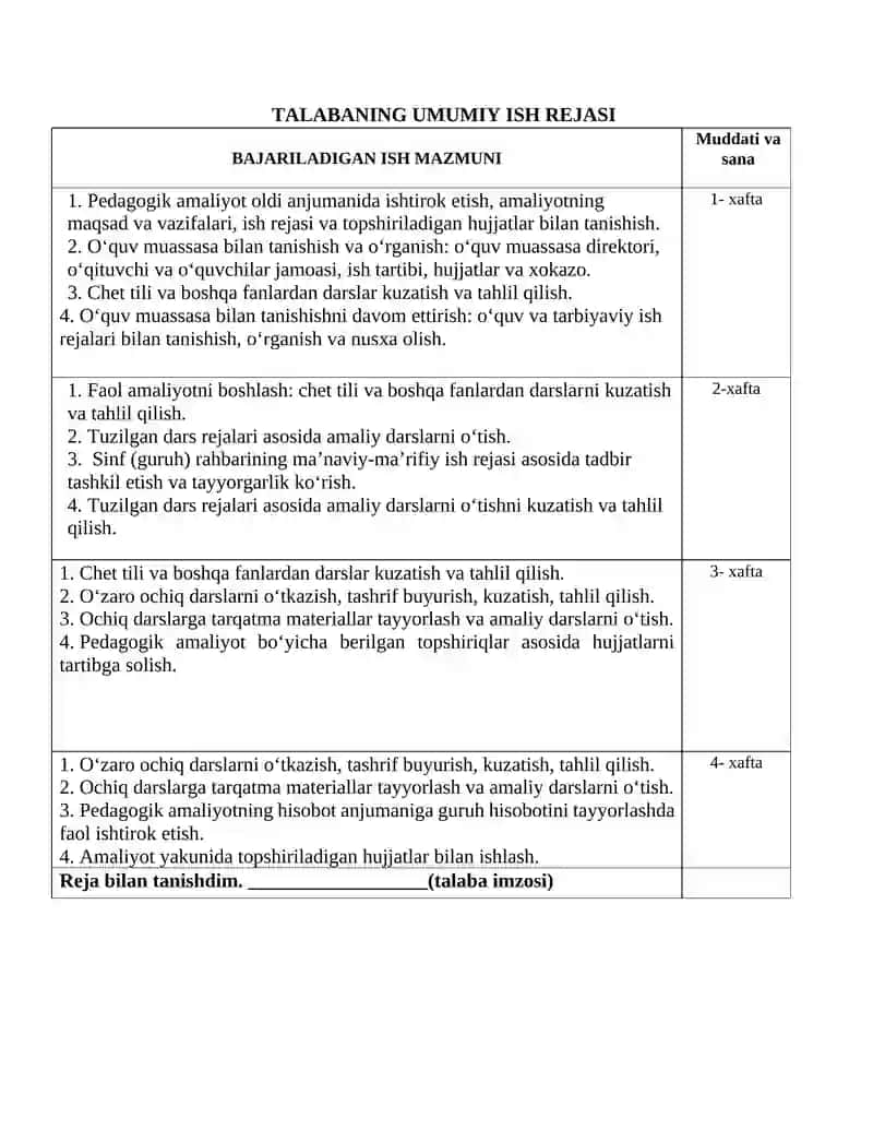 Pedagogik amaliyot portfolyosi 2