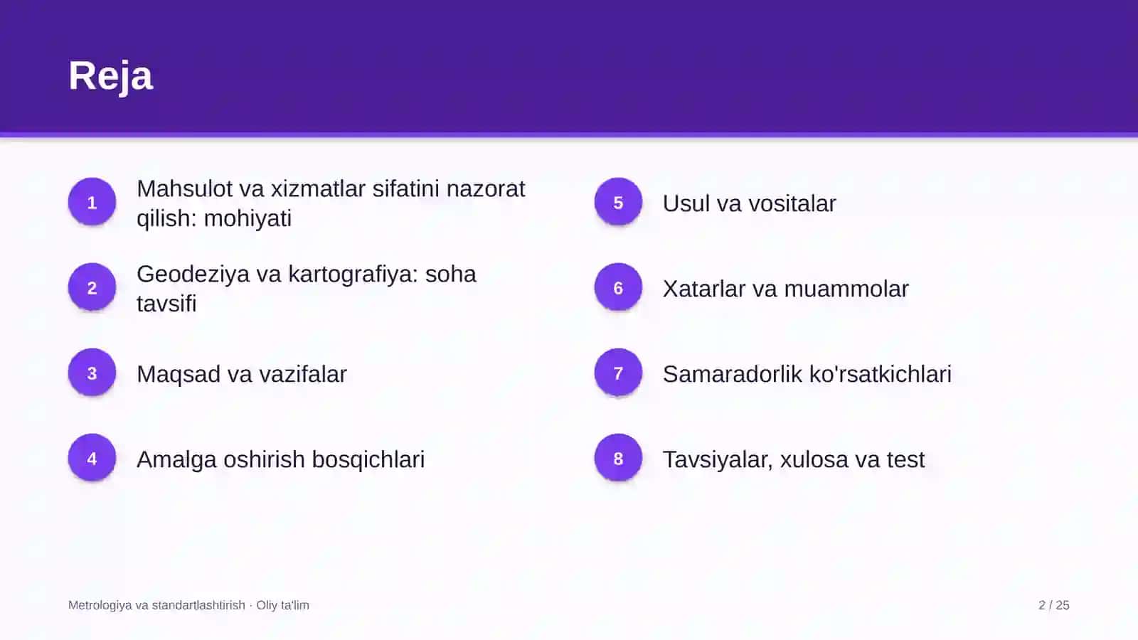 geodeziya va kartografiyada mahsulot va xizmatlar sifatini nazorat qilish 2507 2