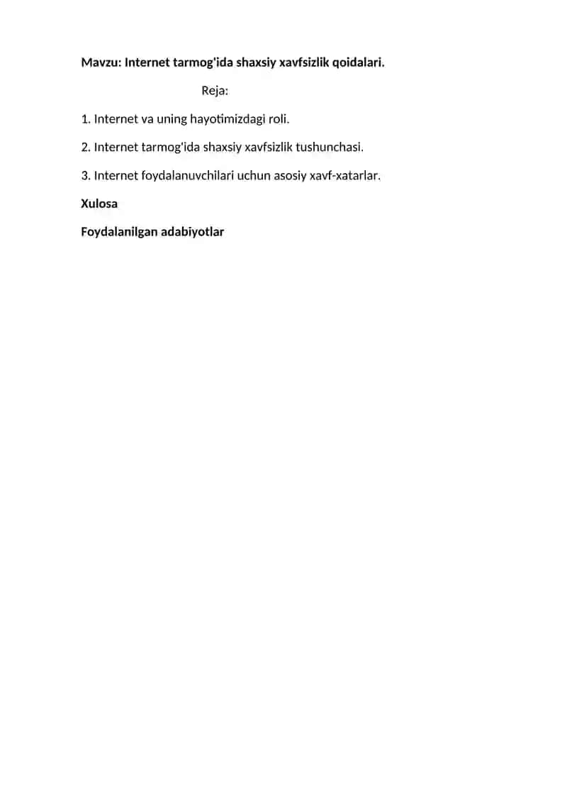 Internet tarmog'ida shaxsiy xavfsizlik qoidalari 2