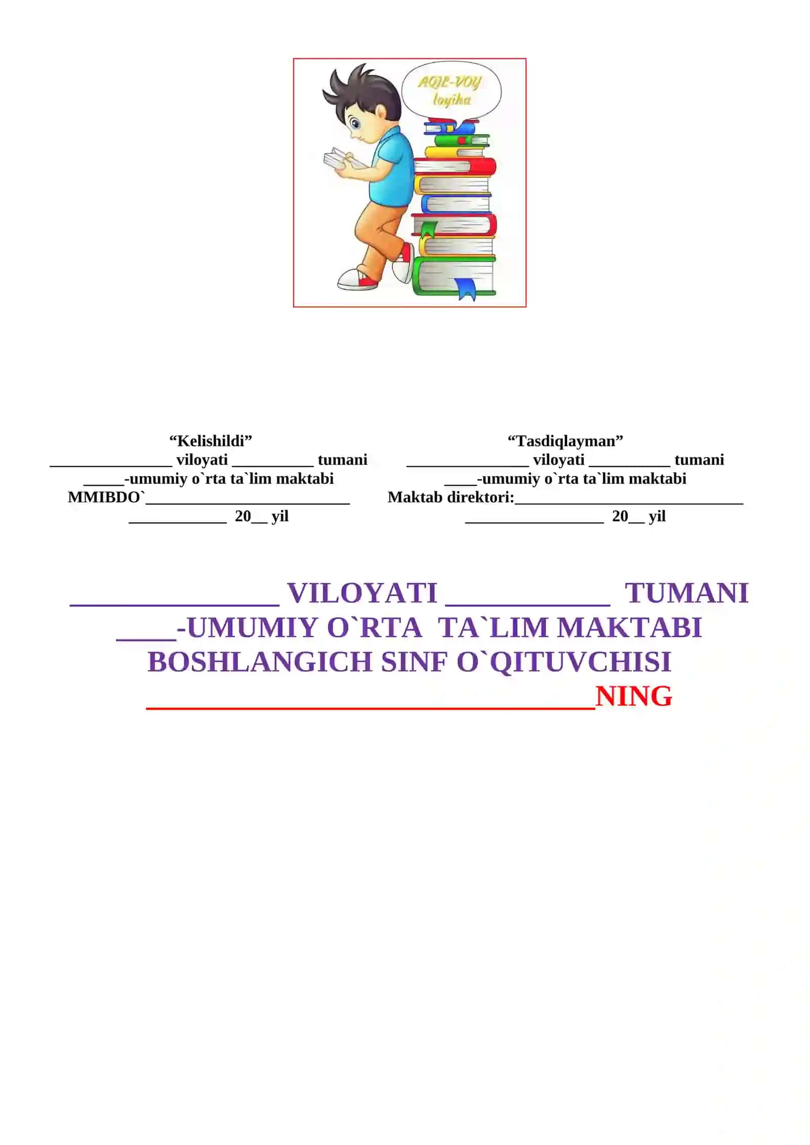 4-sinf O'qish fanidan to'garak ishlanmalari 2