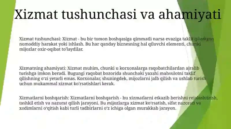 Xizmat KoʻRsatishni Boshqarish 2