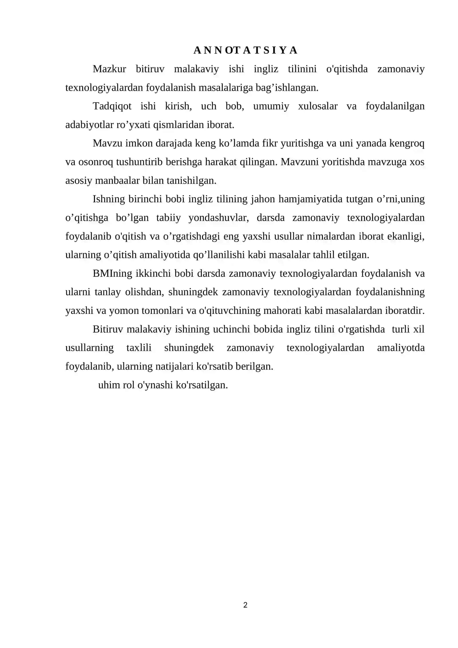 Assessments of language proficiency in English 2