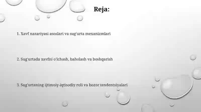 Xavf nazariyasi va sug'urtaning roli 2