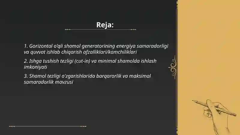 Gorizontal o'qli shamol generatori afzalliklari va kamchiliklari 2