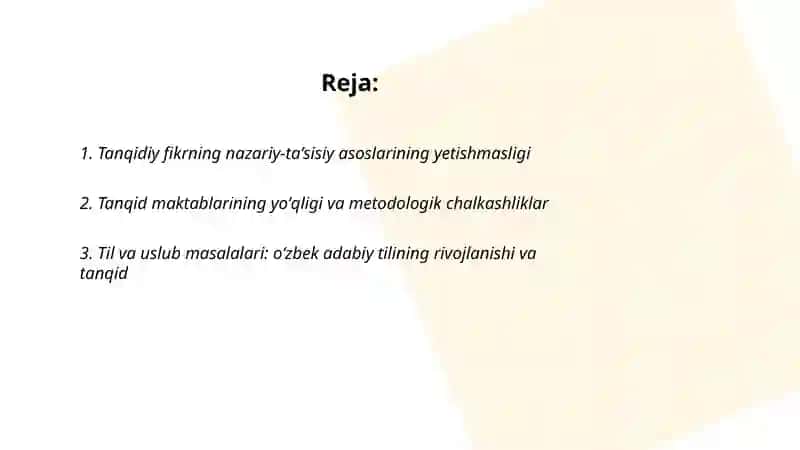 20-asr boshidagi oʻzbek adabiy tanqidining asosiy muammolari 2