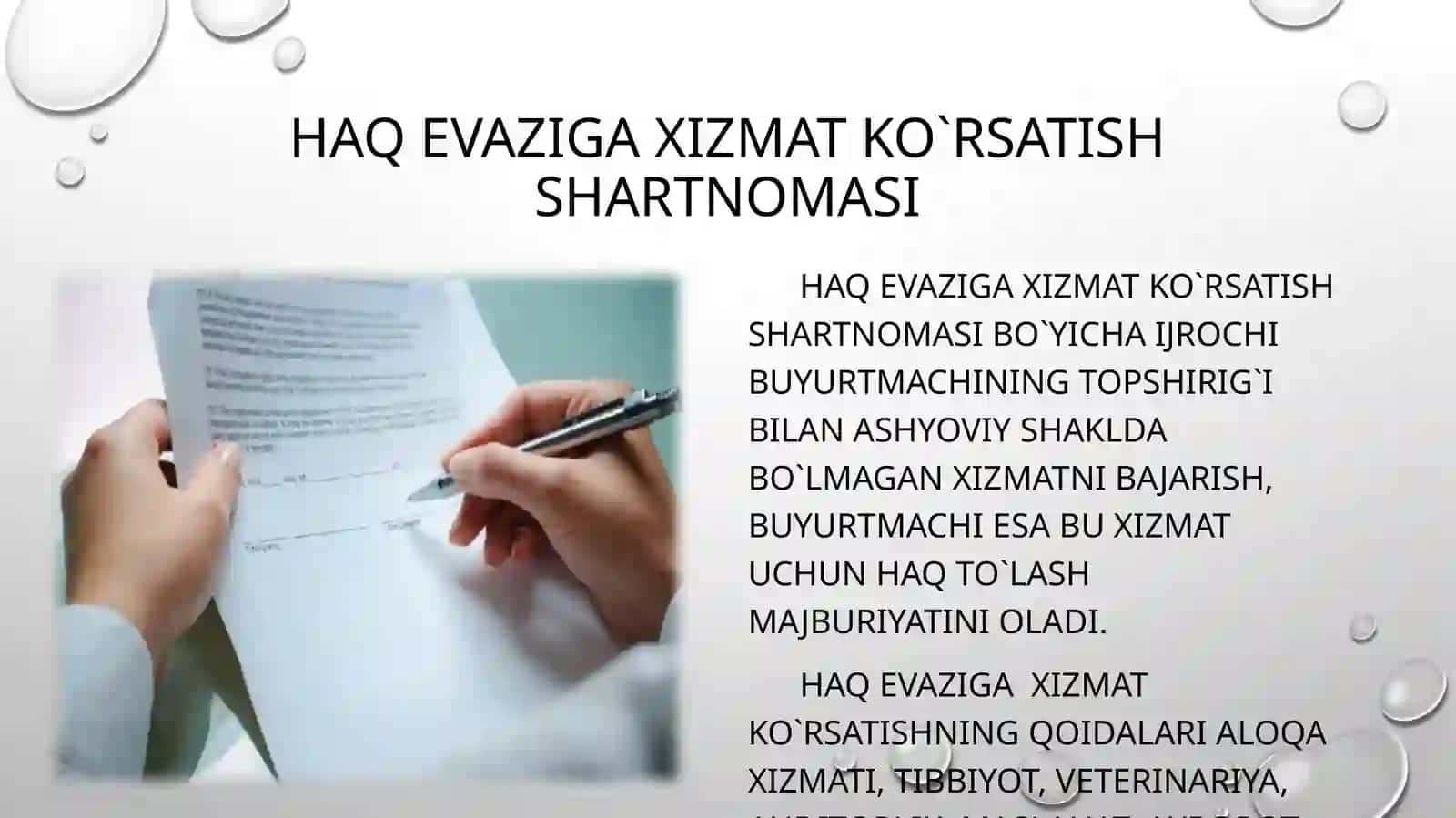 Haq evaziga xizmat ko’rsatish 2