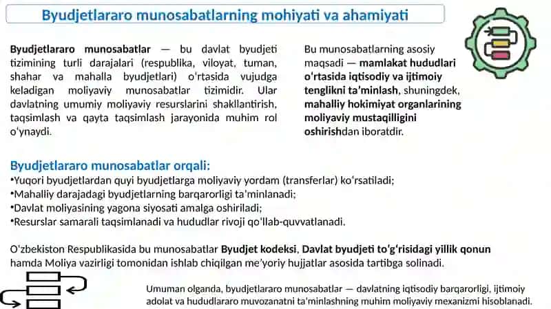 Byudjetlararo munosabatlarning mohiyati va ahamiyati 2
