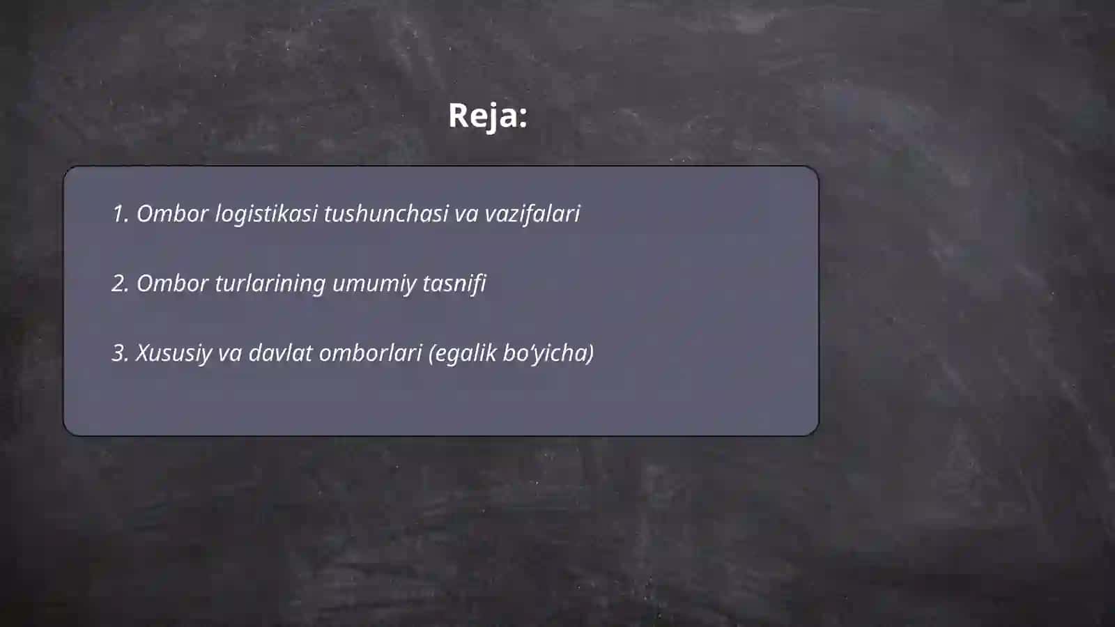 Ombor logistikasi va omborlarning turlari 2