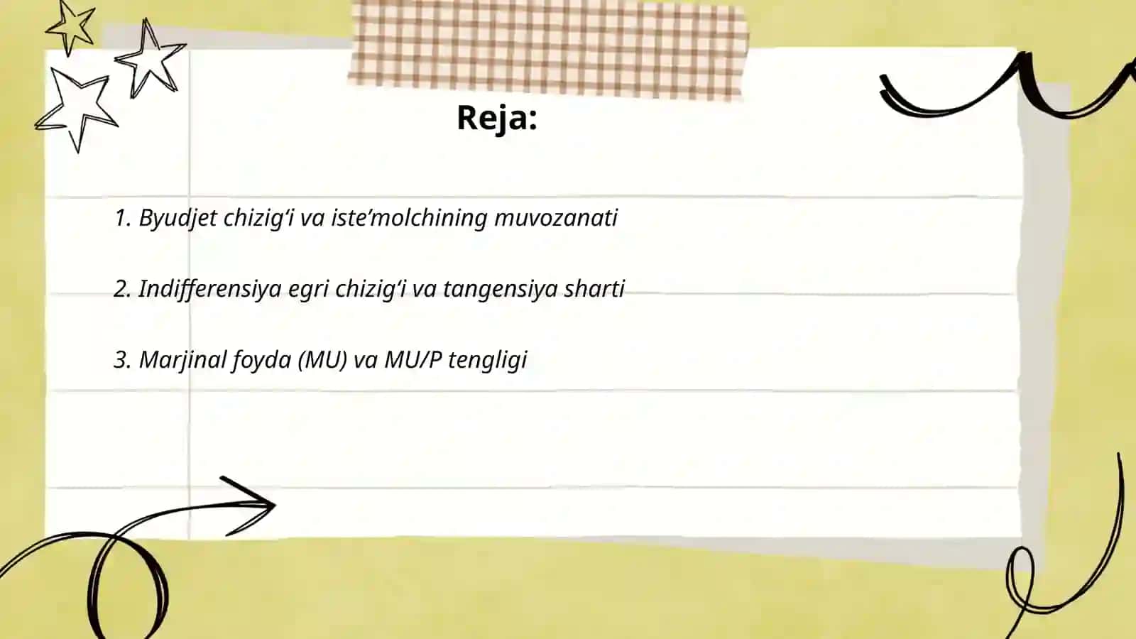 Istemolchinig muvozanat shartlari 2