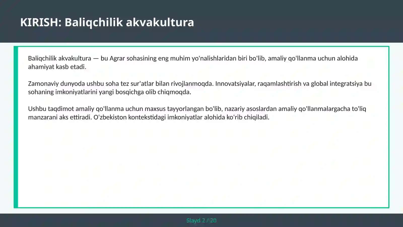 Baliqchilik akvakultura 2