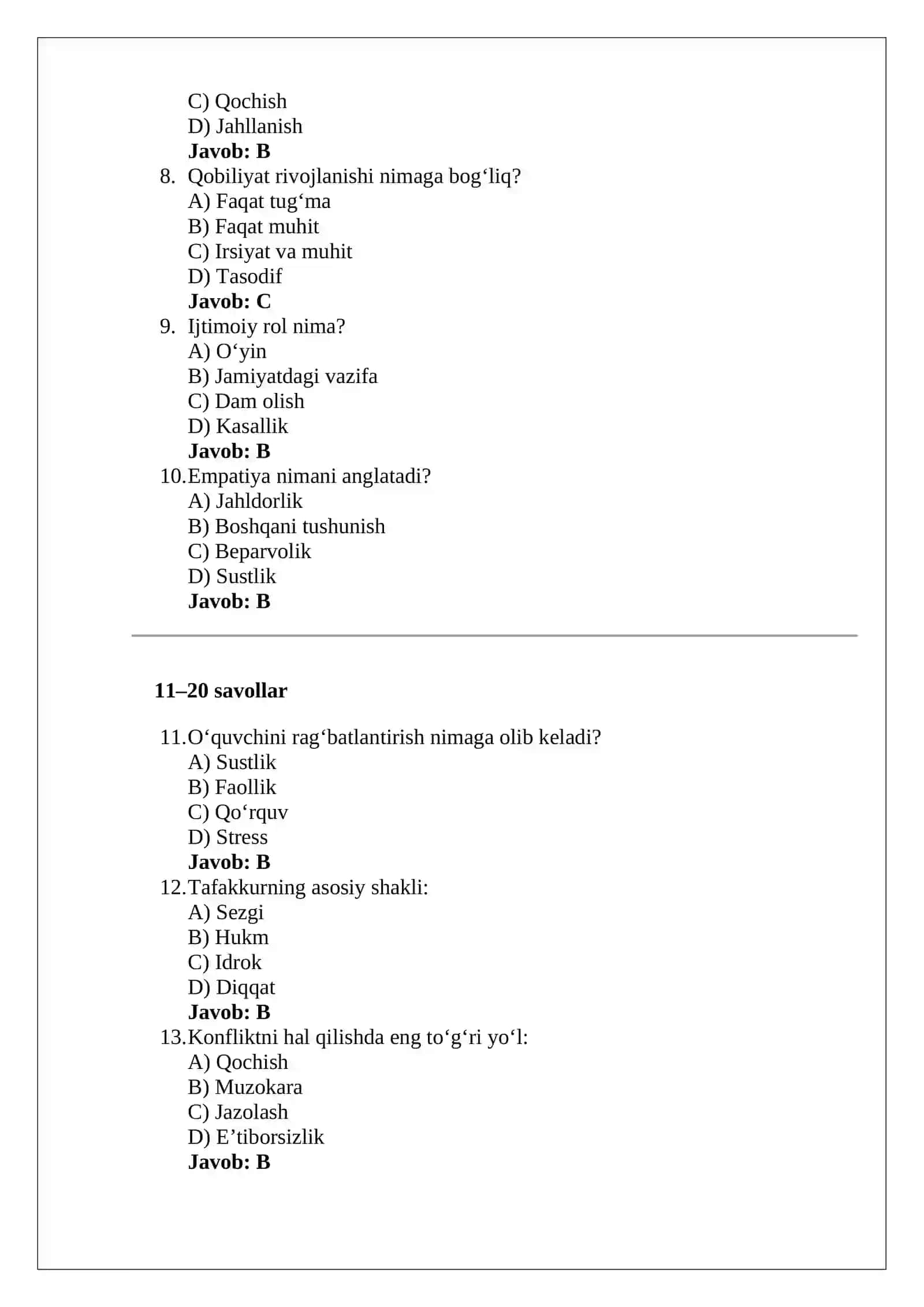 ARGOS uslubida 50 ta yangi (2026 formatga yaqin) test 2