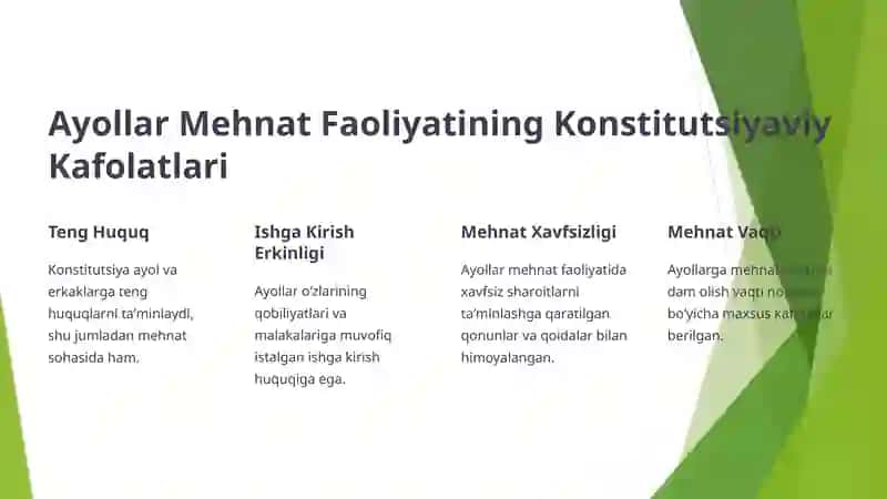 Ayollar va O’smirlarning Mehnat Faoliyatidagi o’ziga Xos Xususiyatlar 2
